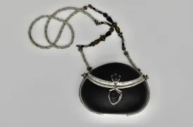 Vintage 80’s “Maya” Acrylic ONIX Black Shell Styled Purse Resin Purse with Beaded Strap