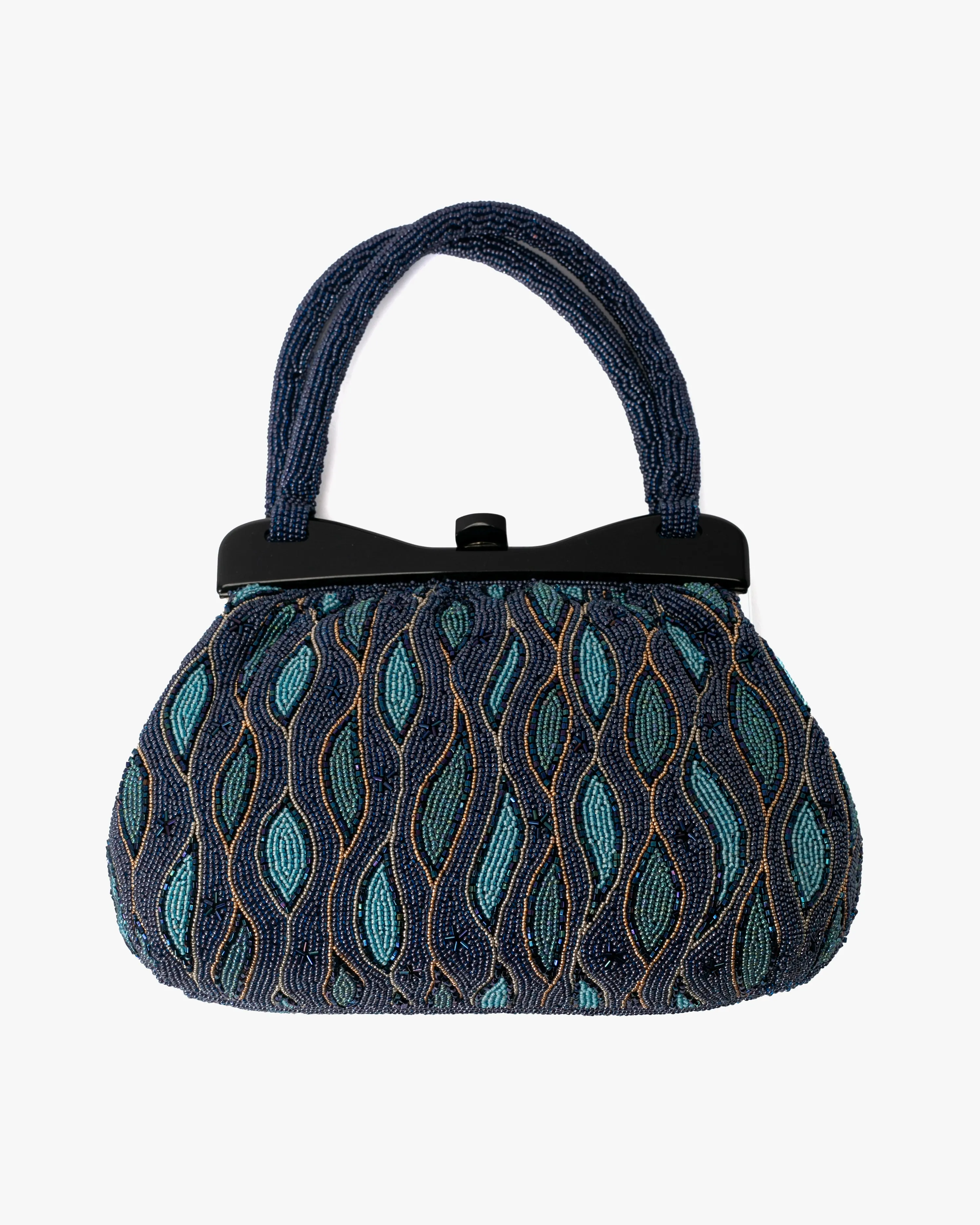 Vintage Bag, Purse, Beaded, Blue Waves