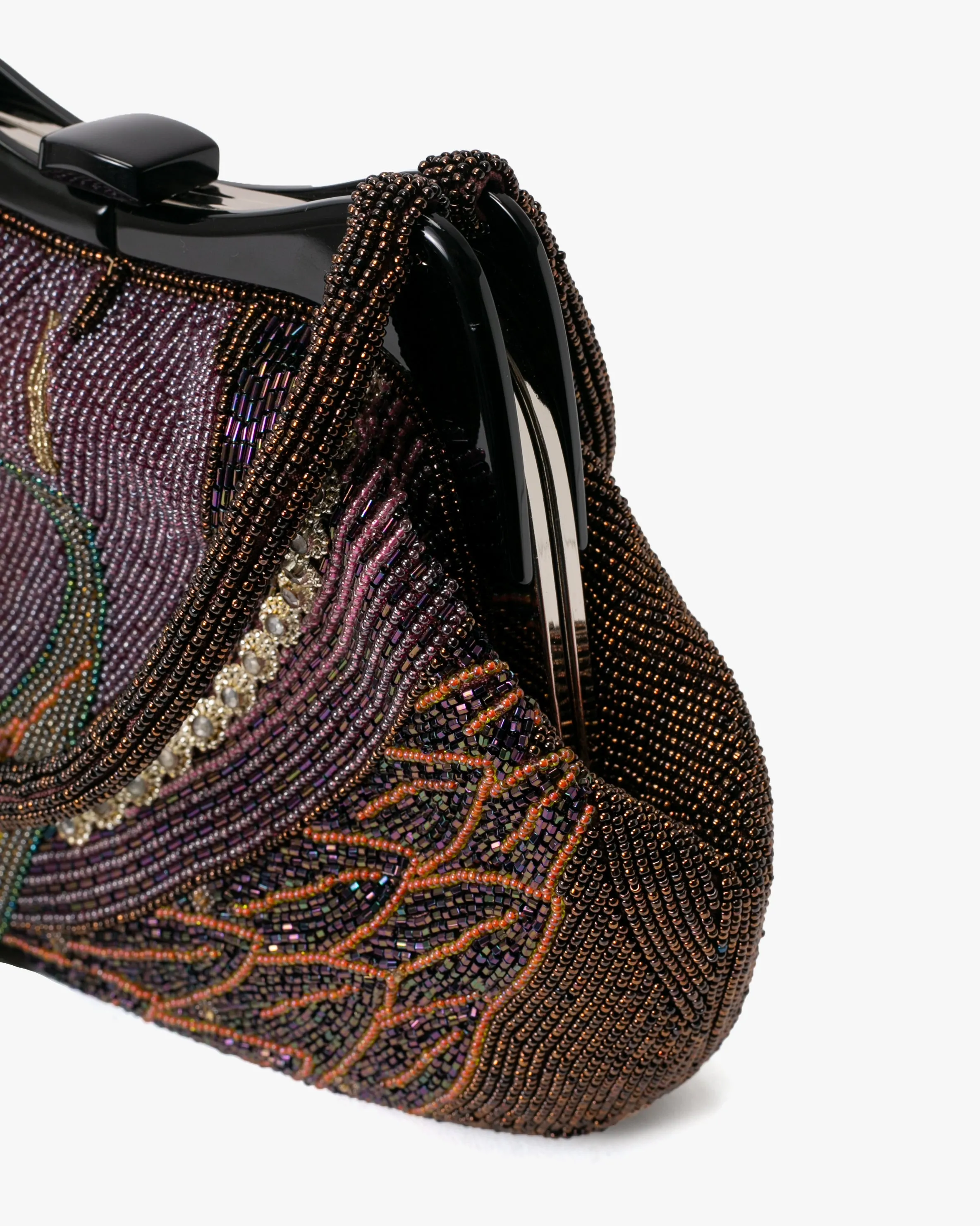 Vintage Bag, Purse, Beaded, Purple Abstract Scenery