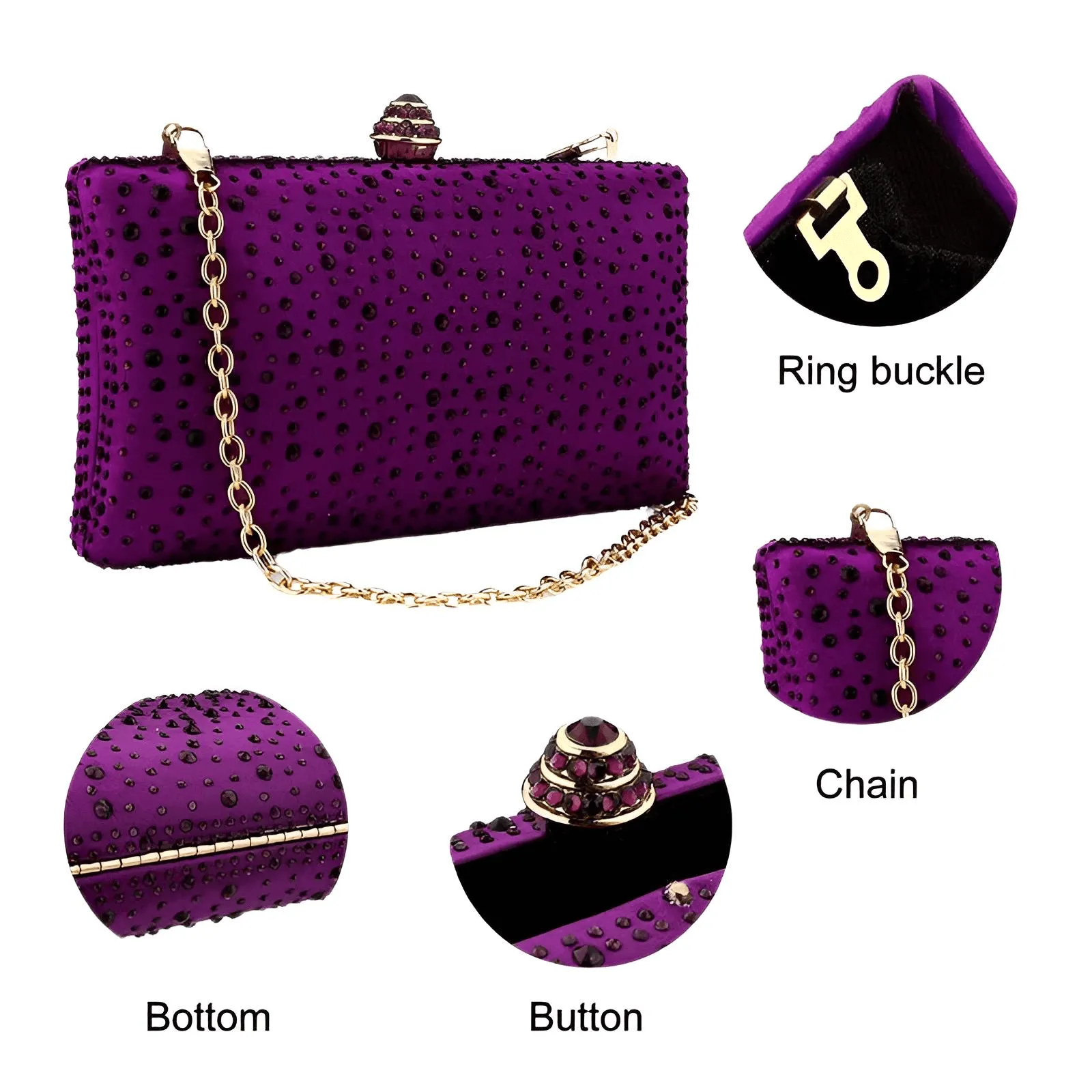 Women's Clutch With Rhinestones - In 9 Trending Colors!