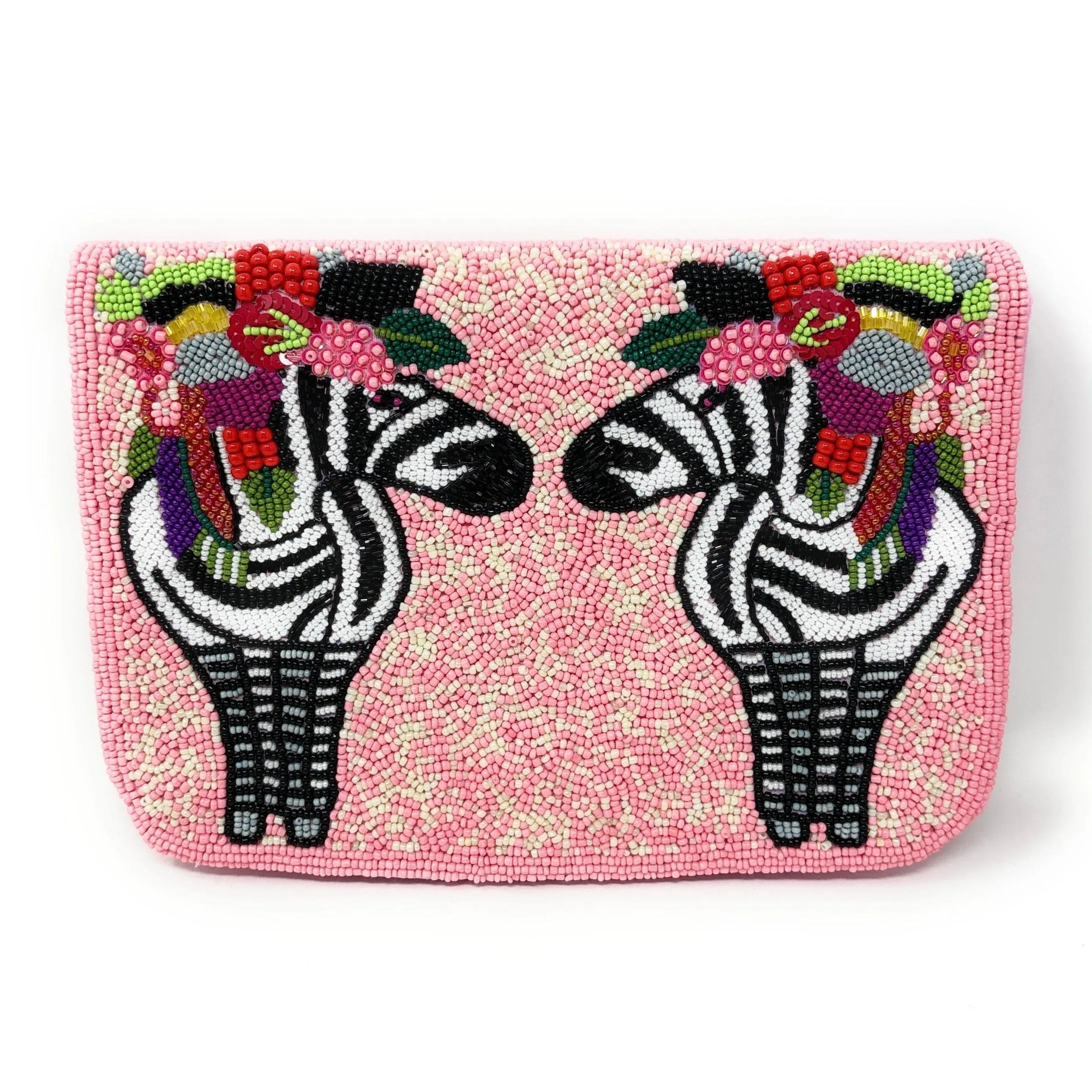 Zebra Beaded Clutch Purse