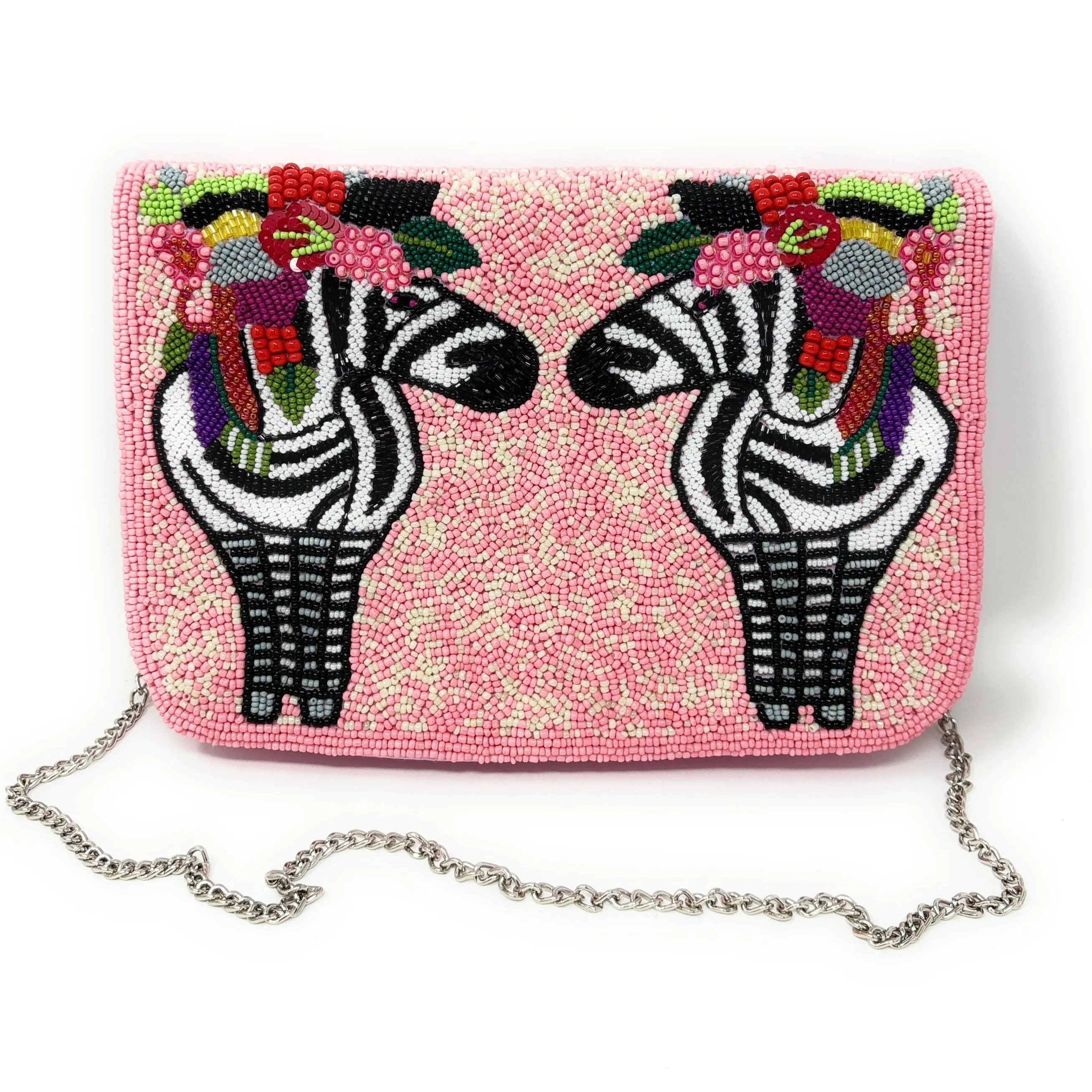 Zebra Beaded Clutch Purse